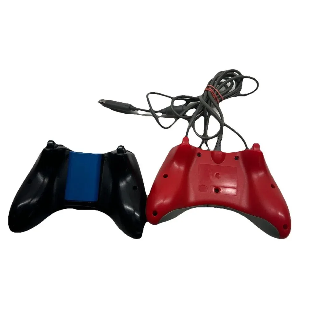LOT of 2 XBOX controllers red‎ & Black - UNTESTED